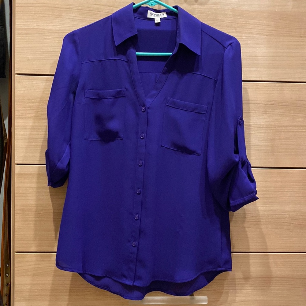 Women's Purple Button-Up Blouse